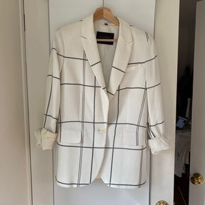 Equipment-  cream and black windowpane blazer